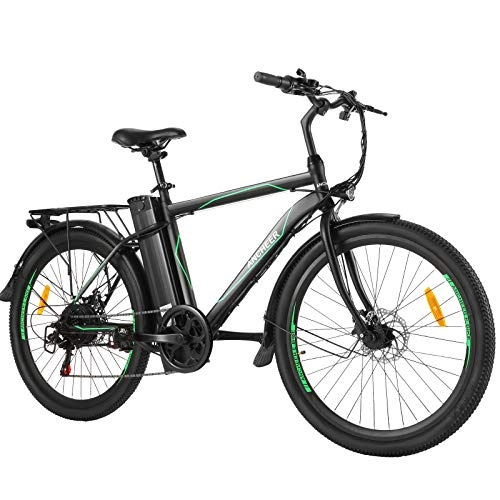 Elektrofahrräder : ANCHEER 26" E-Bike mit Abnehmbarer 10Ah Akku, 6-Gang-Getriebe Elektrofahrrad 250W Pedelec für Erwachsene (Hellgrün)