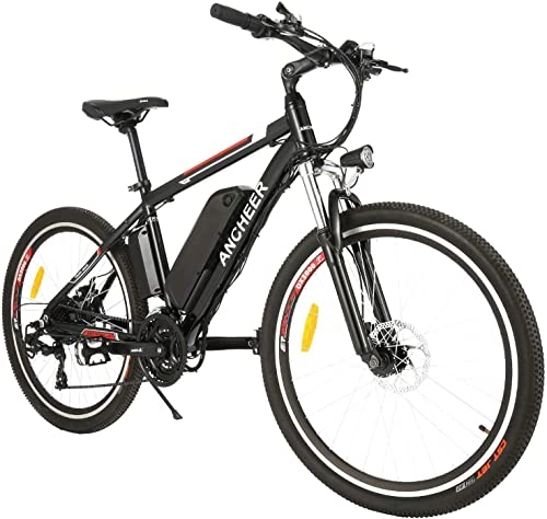 Elektrofahrräder : ANCHEER 26 Zoll E-Bike / Mountainbike Herren, E-Citybike / Elektrofahrrad mit 36V-8AH & 12.5AH Akku und 250W Hinterradmotor, Pedelec für 25kmh (Rot, AE1-Pro)