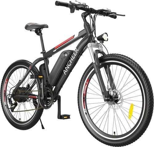 Elektrofahrräder : ANCHEER 26 Zoll E-Bike / Mountainbike Herren, Elektrofahrrad / Pedelec mit 36V 12.5Ah Akku | 450Wh & 21 Gang und 250W Hinterradmotor für 25 km / h