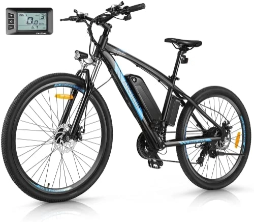 Elektrofahrräder : ANCHEER 27.5 Zoll E-Bike / Mountainbike Herren, Elektrofahrrad / Pedelec mit 36V / 48V-10.4Ah Akku | 360Wh / 480Wh & LCD-Display & 21 Gang und 250W Hinterradmotor für Reichweite von 40-80KM (Blau)