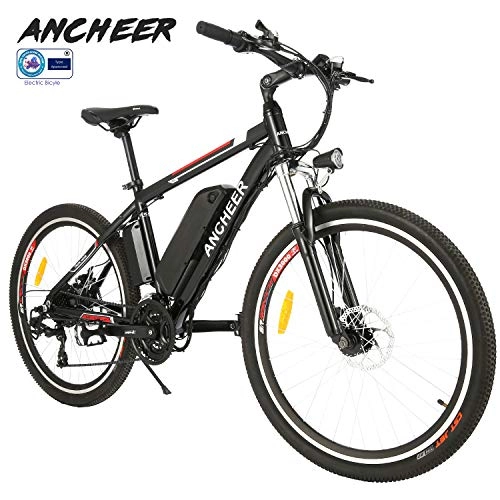 Elektrofahrräder : ANCHEER e Bike Elektrofahrrad Faltbares Mountainbike, 26 Zoll Reifen Elektrisches Fahrrad Ebike mit 250W bürstenlosem Motor und 36V 8Ah Lithium-Batterie Shimano 21 Gang (26 Zoll - Plus, Schwarz)