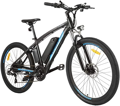 Elektrofahrräder : ANCHEER E-Bike / Elektrofahrrad Herren und Damen, 27.5 Zoll E-Mountainbike & Trekking Rad & Pedelec mit 36V-10Ah Akku und LCD-Display für Reichweite von 40-75KM (Blau, 27.5 Zoll)