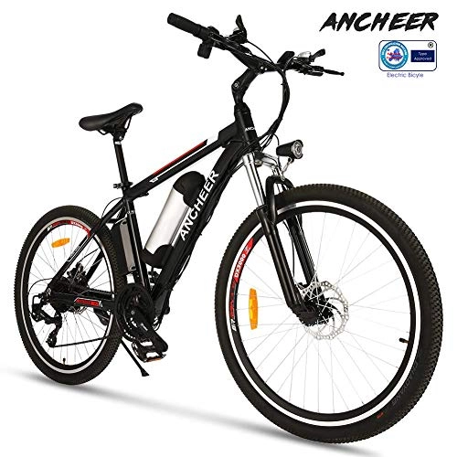 Elektrofahrräder : ANCHEER e Bike Elektrofahrrad Mountainbike, 26 Zoll Reifen Elektrisches Fahrrad Ebike mit 250W bürstenlosem Motor und 36V 8Ah Lithium-Batterie Shimano 21 Gang