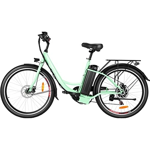 Elektrofahrräder : ANCHEER E-Bike mit 15Ah Akku Reichweite 60-100km, 26 Zoll Elektrofahrrad für Erwachsene Damen und Herren, Tiefeinsteiger und Retro-Stadtrad (Grün)