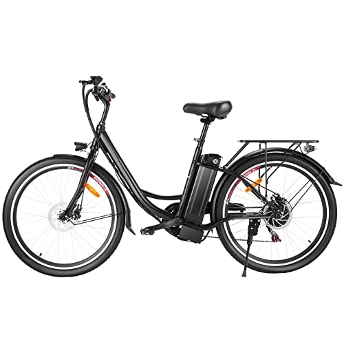 Elektrofahrräder : ANCHEER E-Bike mit 15Ah Akku Reichweite 60-100km, 26 Zoll Elektrofahrrad für Erwachsene Damen und Herren, Tiefeinsteiger und Retro-Stadtrad (Schwarz)