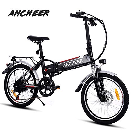 Elektrofahrräder : ANCHEER Elektrofahrrad 26Zoll E- Bike Mountainbike, 25-50km / h Meilen Kilometerstand, 36V 8AH Abnehmbarer Akku and 21 Gang Getriebe (20 Zoll)