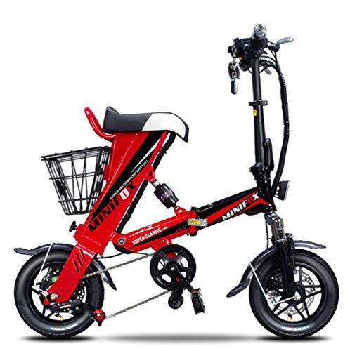 Elektrofahrräder : Archer Elektrisches Fahrrad Aluminium faltbar 250w kraftvolle 120 kg Elektrofahrrad 20Km / h Einzelsitz mit Einkaufskorb, Rot, 70km