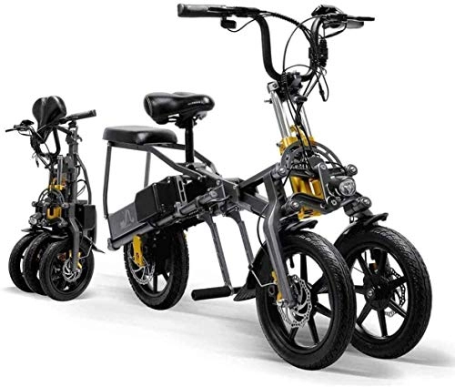 Elektrofahrräder : Art Jian Folding Elektro-Fahrrad, 350W Multiple Stoßdämpfern Adult Electric Bikes Faltbare Dreirad
