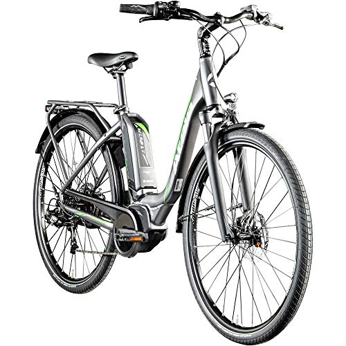 Elektrofahrräder : Atala E Bike 700c Citybike B-Easy 400 28 Zoll Pedelec Bosch Hollandrad Stadtrad (anthrazit / neongrün, 48 cm)