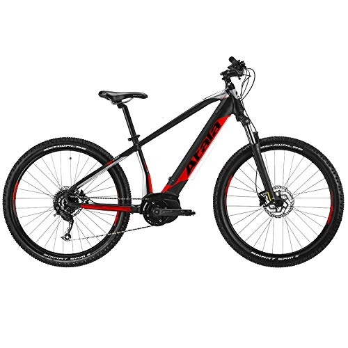 Elektrofahrräder : Atala E Mountainbike 650B B-Cross i AM80 500 Pedelec E-Bike Bosch 27, 5+" MTB (schwarz / Silber / neonrot, 42 cm)