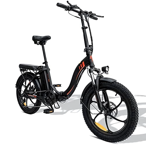 Elektrofahrräder : Azkoeesy F20 Klappbar E Bike Offiziell Fatbike mit 36V 15AH Akku für Pendeln, Klapprad 20 Zoll Herren Damen Elektrisches Fahrrad 250W (Schwarz 20 Zoll)