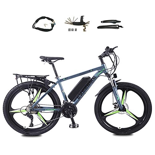Elektrofahrräder : AZUOYI Elektrofahrrad Ebike Mountainbike, 26" Elektrisches Fahrrad mit 36V 8Ah / 10Ah / 13Ah 350W Lithium-Batterie und 27-Gang, Grau, 36V10Ah