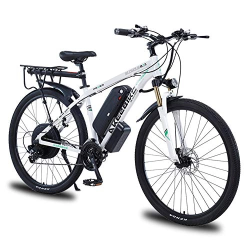 Elektrofahrräder : AZUOYI Elektrofahrrad Ebike Mountainbike 29 Zoll mit 48V 13Ah Lithium-Akku, 1000W Motor, Shimano 21-Gang Aluminiumrahmen Scheibenbremse, Elektrische E-Bike für Herren Damen, Weiß