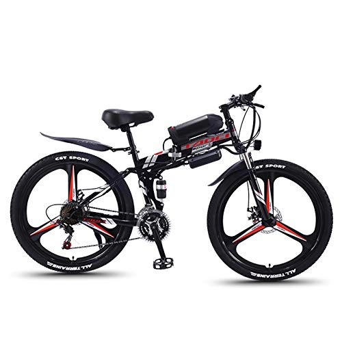 Elektrofahrräder : AZUOYI Elektrofahrräder 36V 13A 350W Li-Batterie Faltrad MTB Mountainbike E-Bike 26 Zoll Shimano 21 Speed Fahrrad intelligente Elektrofahrrad, Schwarz, 10AH40KM