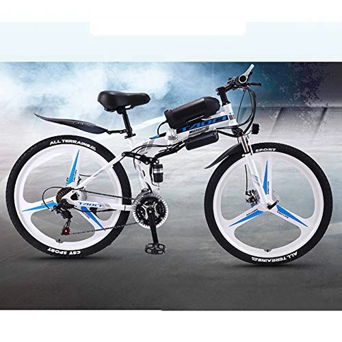 Elektrofahrräder : AZUOYI Elektrofahrräder 36V 13A 350W Li-Batterie Faltrad MTB Mountainbike E-Bike 26 Zoll Shimano 21 Speed Fahrrad intelligente Elektrofahrrad, Weiß, 10AH40KM