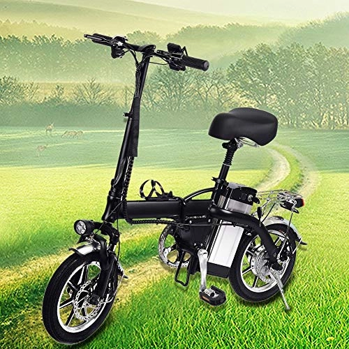 Elektrofahrräder : beautygoods Elektrisches Fahrrad, 350-W-Hochgeschwindigkeitsmotor, Aluminiumlegierungsmaterial, leichte Schwarze Lithiumbatterie (40-50 km / h, 14 Zoll) up-to-date