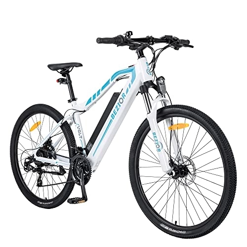 Elektrofahrräder : Bezior E-Bike M1 PRO mit 48V 12.5AH herausnehmbarer Lithium Akku bis zu 100km Lange Range Elektrofahrräder 27.5 Zoll Pedelec E-Citybike, Shimano 7-Gang (Weiß)
