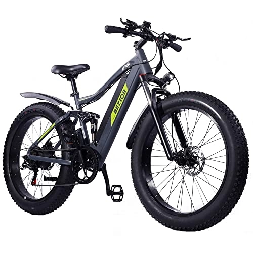 Elektrofahrräder : Bezior E-Bike XF900 Elektrofahrräder Herren 26 Zoll und Shimano 7 Gang E-Bike Offroad draußen Mountainbike (grau)
