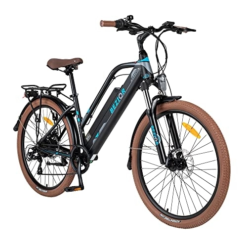 Elektrofahrräder : Bezior M2 City E-Bike 27.5" 250W Motor 25KM / H, Urban Trekking Elektrofahrrad Pedelec für Herren Damen, 80 KM herausnehmbarer Lithium Akku 48V 12.5AH, All Terrain E-Bike (Schwarz)