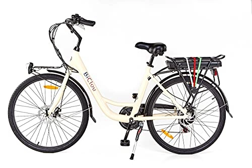 Elektrofahrräder : BiClou Porteur 26" elektrofahrräder 60km ebike pedelec LED (elfenbeinfarbe)