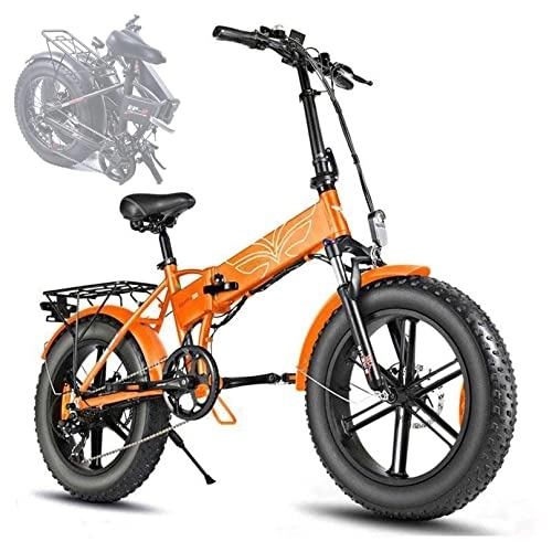 Elektrofahrräder : BiiKoon Elektrisches Fahrrad for Erwachsene Elektrisches Faltrad 48 V 13 Ah Herausnehmbarer Massiver Akku 20"X 4, 0 Fat Tire E-Bikes Shimano 7-Gang-elektrofahrrad (Color : Orange)