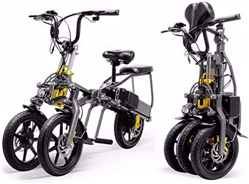 Elektrofahrräder : BIKE Zusammenklappbares E-Bike, Elektrisches Dreirad - Das 14-Zoll-Elektro-Stadtauto Mit 350 W Und 48 V Und Zwei Batterien Ist Für Erwachsene Und Jugendliche Geeignet