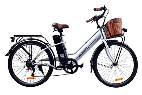 Elektrofahrräder : BIKFUN 26" E-Bike, Citybike Elektrofahrrad mit Herausnehmbare 10-Ah Akku, 36V 250W Motor, 6-Gang-Schalthebel (Wei)