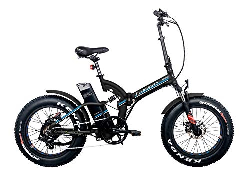 Elektrofahrräder : Bimax Fahrrad Silber blau, E-Bike faltbar Fat, schwarz, 20 Zoll