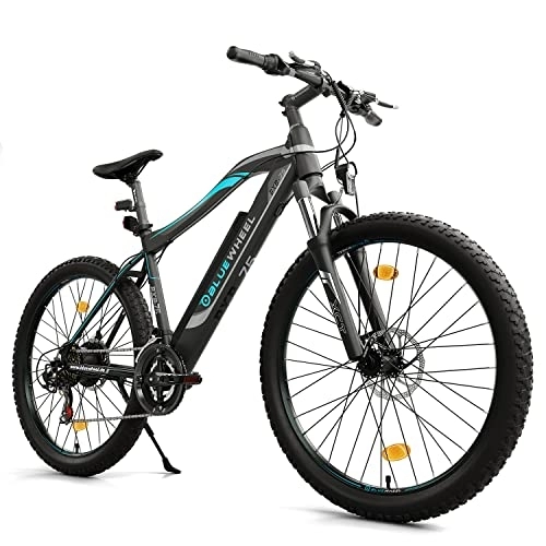 Elektrofahrräder : BLUEWHEEL E-Bike 27, 5“ & 29“ | EU-konform Offroad E-Mountainbike 21 Gänge & Hinterradmotor für 25 km / h bis zu 150 km |Fahrrad mit MTB Federgabel, App, LED Licht | BXB75