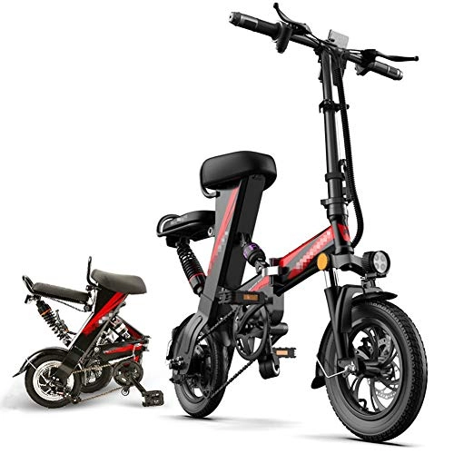 Elektrofahrräder : BMXzz 12 Zoll E-Bike, Elektrofahrrad 48V 25Ah Lithium-Ionen Akku 350W Heckmotor und Scheibenbremsen City Bike, Schwarz