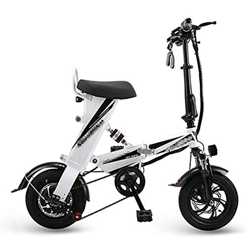 Elektrofahrräder : BMXzz 12 Zoll E-Bike, Elektrofahrrad 48V 25Ah Lithium-Ionen Akku 350W Heckmotor und Scheibenbremsen City Bike, Weiß