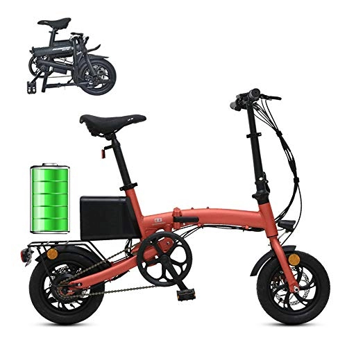 Elektrofahrräder : BMXzz 12 Zoll Klappbares E-Bike, City-E-Bike 250W Heckmotor und 36V 10.4Ah Lithium-Ionen Akku Scheibenbremsen EU-konformes Elektro-Fahrrad, Rot