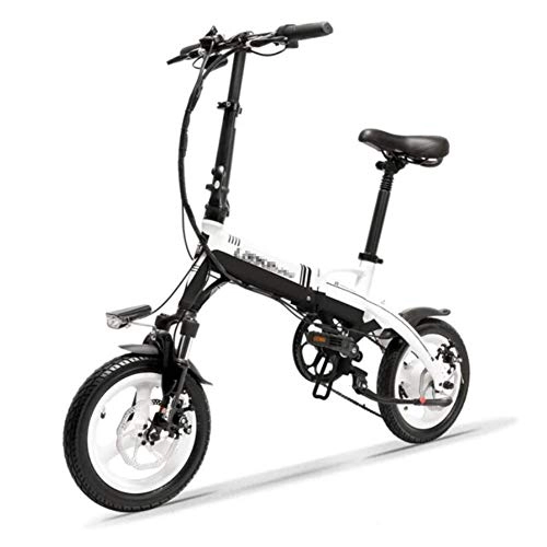 Elektrofahrräder : BMXzz 14 Zoll Klappbares E-Bike, City-E-Bike 36 V 8, 7 Ah Abnehmbar Lithium-Ionen Akku 350W Höchstgeschwindigkeit 20 km / h und Rahmen aus 6061 Aluminiumlegierung, Schwarz