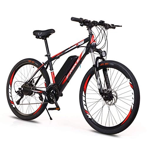 Elektrofahrräder : BMXzz 26 Zoll E-Bike, Herren Trekking und City-E-Bike Hinterradmotor 250W und 36 V 10 Ah Lithium-Ionen-Akku Scheibenbremsen - 27 Gang, Red 1, US