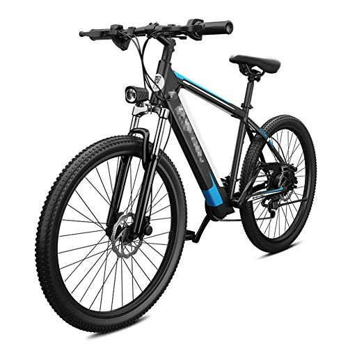 Elektrofahrräder : BMXzz 26 Zoll Mountainbike, Herren Trekking- und City-E-Bike 48V 10Ah Lithium-Ionen Akku und 400W Heckmotor 27 Geschwindigkeit Elektrofahrrad - Rahmen aus Kohlenstoffstahl, Black Blue