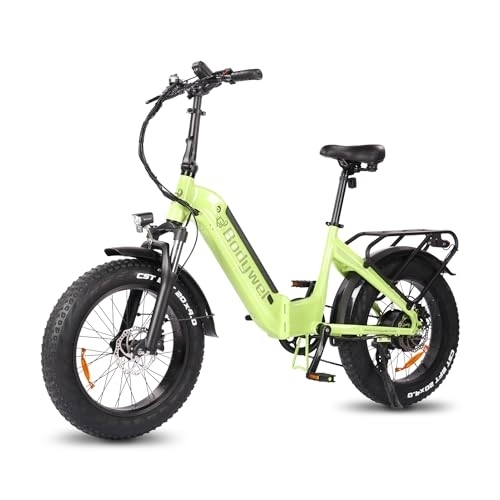 Elektrofahrräder : Bodywel F20 Pro Fat E Bike Faltrad 20 Zoll 4.0 Reifen Bafang Motor 48V / 15AH Samsung Akku Elektrofahrrad Shimano 7 Gang bis 100KM Reichweite (Grün)