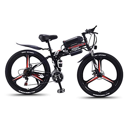 Elektrofahrräder : BREEZE 26''E-Bike für Erwachsene Elektrisches Mountainbike mit LED-Scheinwerfer Und 36V 13AH Lithium-Ionen Batterie 350W Elektro Fahrrad für Männer Frauen, B Black red