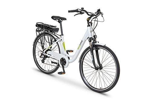 Elektrofahrräder : breluxx® ecobike City L White 28" Damenfahrrad Urban City E-Bike Elektrofahrrad Pedelec 36V, 250W 10.4Ah, 7 Gang Shimano Kettenschaltung, weiß, Made in EU