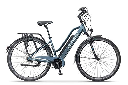 Elektrofahrräder : breluxx® ecobike Cortina LUX 28" Trekkingfahrrad Urban City E-Bike Elektrofahrrad Pedelec 36V, 250W 13Ah, BEWO Mittelmotor, 7 Gang Shimano Nabenschaltung, antrazit, Made in EU