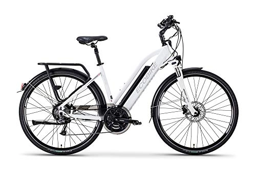 Elektrofahrräder : breluxx® ecobike Cross Lady White 28" Trekkingfahrrad Urban City E-Bike Elektrofahrrad Pedelec 36V, 250W 13Ah, Scheibenbremsen, Shimano Acera Kettenschaltung, weiß, Made in EU