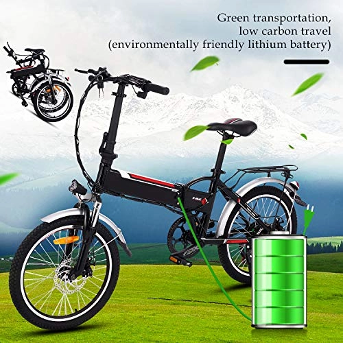 Elektrofahrräder : Bunao E-Bike, E-Faltrad, 250W, 36V 8Ah Akku, 20 Zoll, 3-Gang Elektrofahrrad / Faltrad Fahrrad / Stadtrad / Citybike / Unisex, Herren, Damen (Wei)