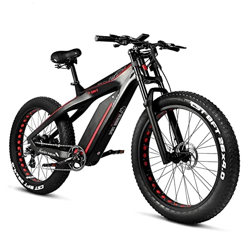 Elektrofahrräder : BZGKNUL EBike Erwachsene elektrische Fahrrad 1000W Motor 30mph 26 Zoll Fettreifen Berg Elektrische Fahrrad LCD-Display- und Kohlefaser E-Bikes