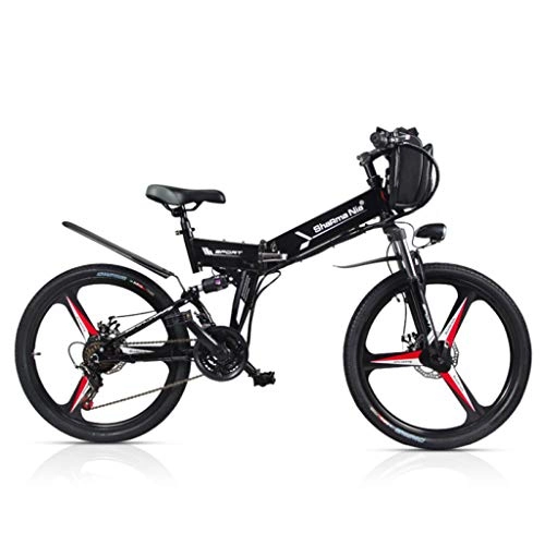 Elektrofahrräder : CAKG Für Erwachsene elektrische klappfahrrad 26 Zoll Mountainbike Fahrrad Moped 48 v Lithium DREI-Messer Rad Fahrrad, Black-26 inches
