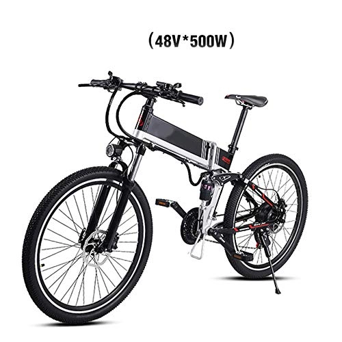 Elektrofahrräder : CARACHOME Faltbares Elektrofahrrad, 26-Zoll-Smart-Mountainbike-Fahrrad Offroad-E-Bike-Elektrofahrrad mit Batterie, 500 W / 48 V für Pendler und Freizeit, Schwarz