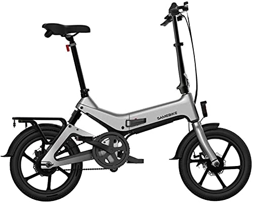 Elektrofahrräder : CCLLA Zusammenklappbares Elektrofahrrad 16"36V 350W 7, 5 Ah Lithium-Ionen-Batterie-Elektrofahrräder für Erwachsene mit Einer Tragfähigkeit von 150 kg und Rücksitz (Farbe: Grau)