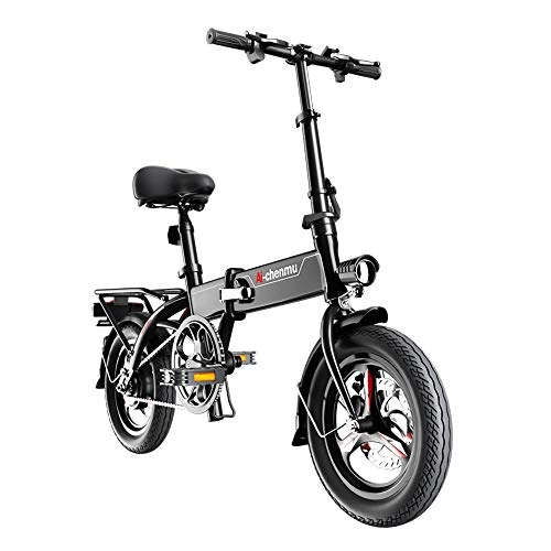 Elektrofahrräder : CHEZI Elektrisches Fahrrad, das tragbares kleines Rollerlithiumbatterieauto des elektrischen Fahrrades faltet, Erwachsene Mnner und Frauen Fahren Rad