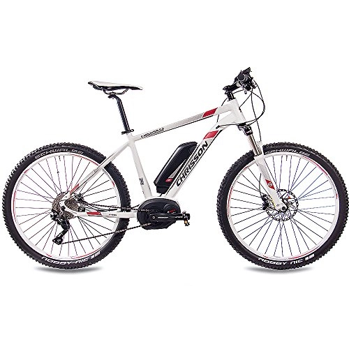 Elektrofahrräder : CHRISSON 27, 5 E-Bike E-Mounter 2.0 10S DEORE 640 Bosch PLINE Powerpack400 Weiss matt 44 cm