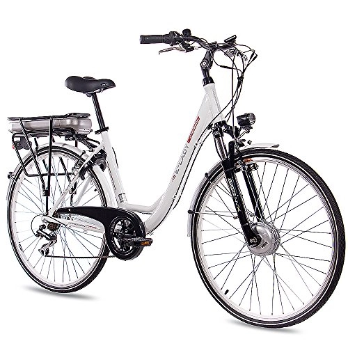 Elektrofahrräder : CHRISSON 28" Zoll CITYRAD ALU Fahrrad E-Bike PEDELEC E-Lady mit 7G Shimano Weiss 50cm- 71, 1 cm (28 Zoll)