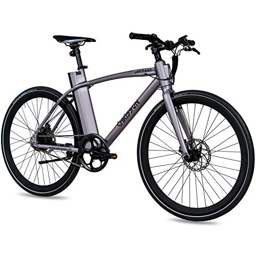 Elektrofahrräder : CHRISSON 28 Zoll E-Bike City Bike eOCTANT grau matt - Elektrofahrrad Urban Bike mit Aikema Hinterrad -Nabenmotor 250W, 36V, 40 Nm, Pedelec für Damen und Herren, praktisches E-City Bike