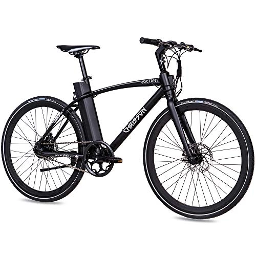 Elektrofahrräder : CHRISSON 28 Zoll E-Bike City Bike eOCTANT mit Vorbau-Display schwarz - Elektrofahrrad Urban Bike mit Aikema Hinterradmotor 250W, 36V, 40 Nm, Pedelec für Damen und Herren